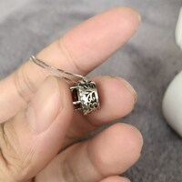Natural Red Garnet Pendant Necklace 925 Sterling Silver Pendant Round Brilliant Faceted Topaz Gift for Girlfriend(free silver chain) - Thumbnail 4