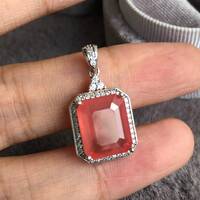 Natural Red Rhodochrosite Pendant 925 Sterling Silver Pendant Plated for Women Lady's stone - Thumbnail 2