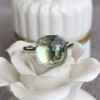 Natural Prasiolit/Green Amethyst Cocktail Sterling Silver Ring Big Gemstone Ring Promise Ring Gift for Women Cool for Summer US size 5.5 - Thumbnail 3