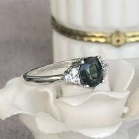 1.22ct Natural Teal Sapphire Ring 925 Sterling Silver Ring Elegant Ring for Women Gift for Girlfriend US size 6 1/4 or 6.25 - Thumbnail 2
