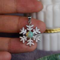 Snowflake --Opal Pendant Round Opal Cab/Gemstone Pendant/Play of color Opal/ Sterling Silver October Birthstone Opal Jewelry - Thumbnail 5