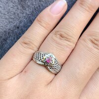 Exquisite-Small Natural Ruby Ring 925 Sterling Silver Ring August Birthstone Great Gift US size 5.25 or 5 1/4 Ring for Women - Thumbnail 5