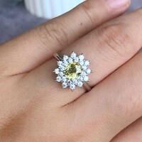 Super Sparkling!!Natural Yellow Mali Garnet Ring 925 Sterling Silver Ring(US size 6) for Engagement for Anniversary for Women - Thumbnail 5