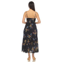 White Mark Women's V-Neck Floral Print Maxi Dress - Thumbnail 2