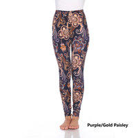 White Mark Women's Paisley Print Leggings - Thumbnail 1