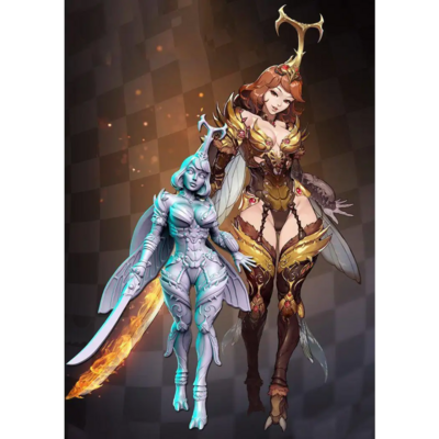 1/24 75mm 3D Print Model Kit Beautiful Girl Princess Warrior Fantasy Unpainted