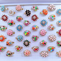 50pcs Colorful Resin Women Open Adjustable Ring from DXM Fashion Dimension