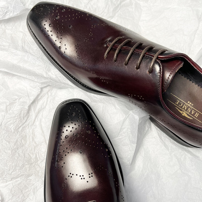  men's business casual leather shoes brogue oxford shoes 2 colors - Thumbnail 2