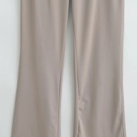 Pleated cuffed low-rise flared pants - Thumbnail 1