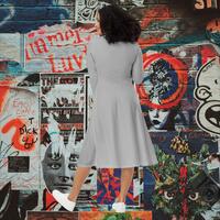 All-over print long sleeve midi dress - Thumbnail 1