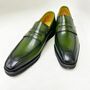 Elegant Finishing Handmade Green Penny Loafers Slips On Dress Shoes Men's Moccasin Shoes-1