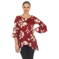 White Mark Women's Floral Bell Sleeve Top - Thumbnail 3