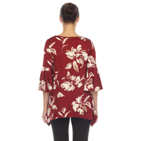 White Mark Women's Floral Bell Sleeve Top - Thumbnail 4