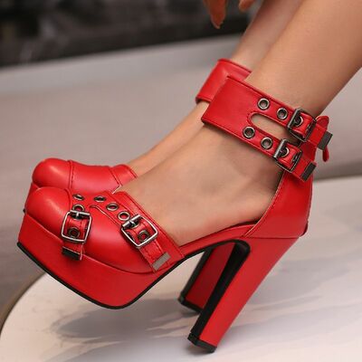 Buckle high heels women's sandals summer shoes