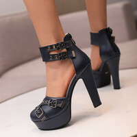 Buckle High Heels Women's Sandals Summer Shoes - Thumbnail 3
