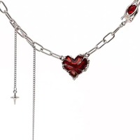 Red Love tassel chain necklace  - Thumbnail 3