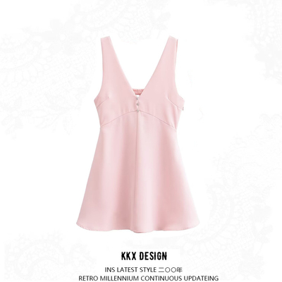 Street fashion jewel button vest dress - Thumbnail 5