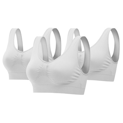 3 pack sport bras for women seamless wire-free bra light support tank tops for fitness workout sports yoga sleep wearing-white-large
