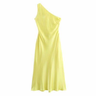 Elegant asymmetric satin dress - Thumbnail 5