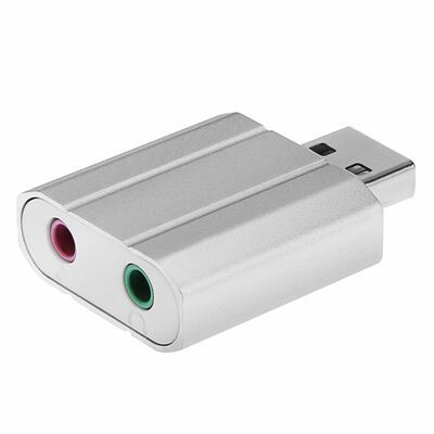Usb audio adapter - external stereo sound card w/ 3.5mm jacks - pc & laptops - headphone & microphone - sound converter