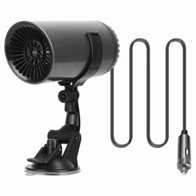 24V 150W Car Heater Cooling Fan   Demister, 2 in 1, Rotatable & Portable, 4.92ft Cord-Black-24V
