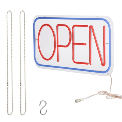 LED Open Sign 16.5x9.1in Business Neon Open Sign Advertisement Board with 11 Levels Adjustable Brightness-Multi