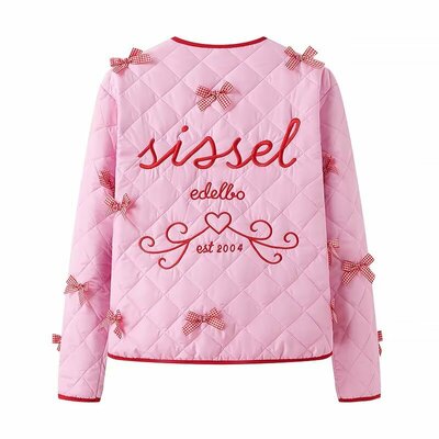 Street bow embroidered quilted cotton jacket