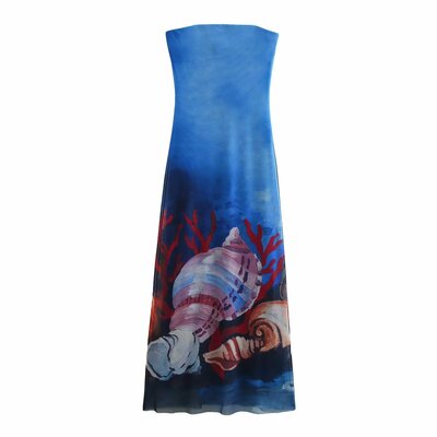Fashion printed tulle bandeau dress - Thumbnail 4