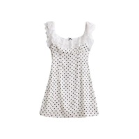 Sweet bow-decorated slim-fit polka dot print A-line skirt - Thumbnail 2