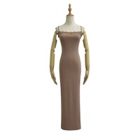 Flat-cut lace tight-fitting hip-hugging A-line long skirt - Thumbnail 2
