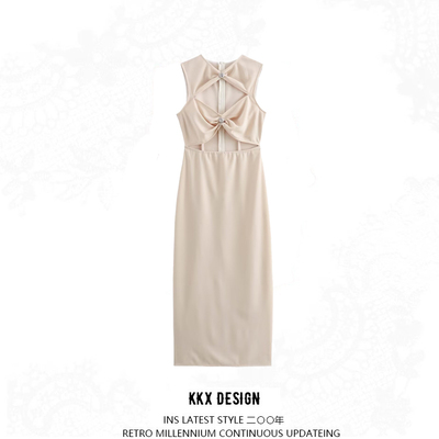 Sleeveless hollow hip-hugging long dress - Thumbnail 4