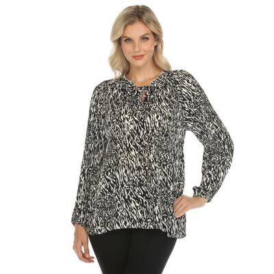 White Mark Women's Printed Peasant Chiffon Blouse