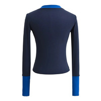 Round neck half-button slim fit bottoming shirt fake two-piece contrast color T-shirt - Thumbnail 1