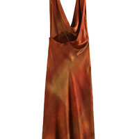 Draped Neck Satin Print Dress - Thumbnail 1