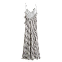 Polka dot layered satin dress - Thumbnail 1
