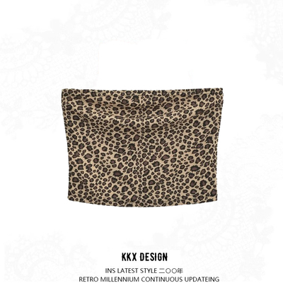 Leopard print fitted cropped tank top
