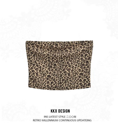 Leopard print fitted cropped tank top