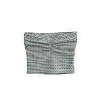 Pleated slim-fit stretch high waist super short belly-baring vest - Thumbnail 3