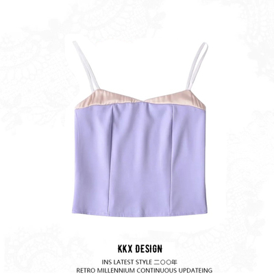 Retro sexy hot girl colorblock camisole