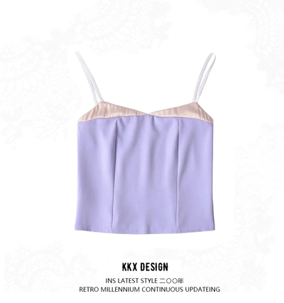 Retro Sexy Hot Girl Colorblock Camisole