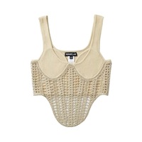 V-neck low-cut crochet camisole - Thumbnail 5