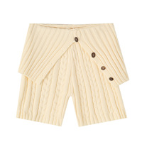 Retro style comfortable slim fit flap waist casual cable knit shorts - Thumbnail 2
