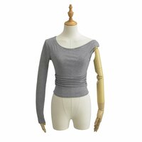 Off-shoulder personalized long-sleeved beveled bottoming shirt - Thumbnail 2