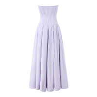 Deep V-neck tube top dress chic fishbone waist long dress sexy party dress - Thumbnail 1