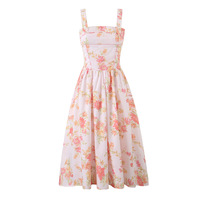 Printed mid-length princess dress sexy slim backless party style suspender dress - Thumbnail 2