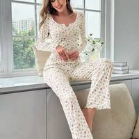 sexy leisure fashion pajamas two-piece suit women's home wear suit  - Thumbnail 4