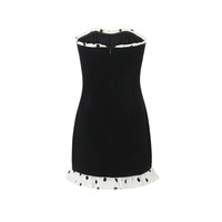 Velvet hem polka dot print patchwork dress - Thumbnail 3