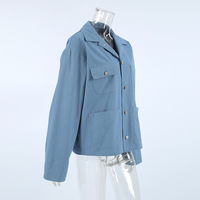 Loose blue lapel jacket - Thumbnail 3