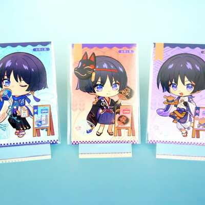 Genshin impact - wanderer / scaramouche chibi daily - photocard - set of 3 - perfect gift for wanderer fans!