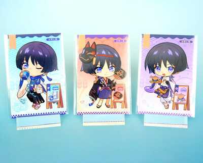 Genshin Impact - Wanderer / Scaramouche Chibi Daily - Photocard - Set of 3 - Perfect gift for Wanderer fans!